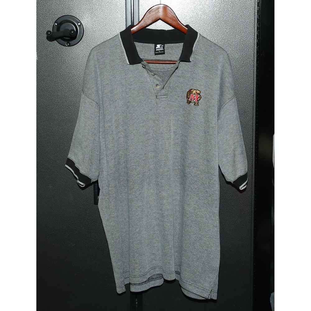 Vintage Team Starter NCAA Maryland Terrapins Polo Shirt, 2XL, Grey/Black - Picture 4 of 4